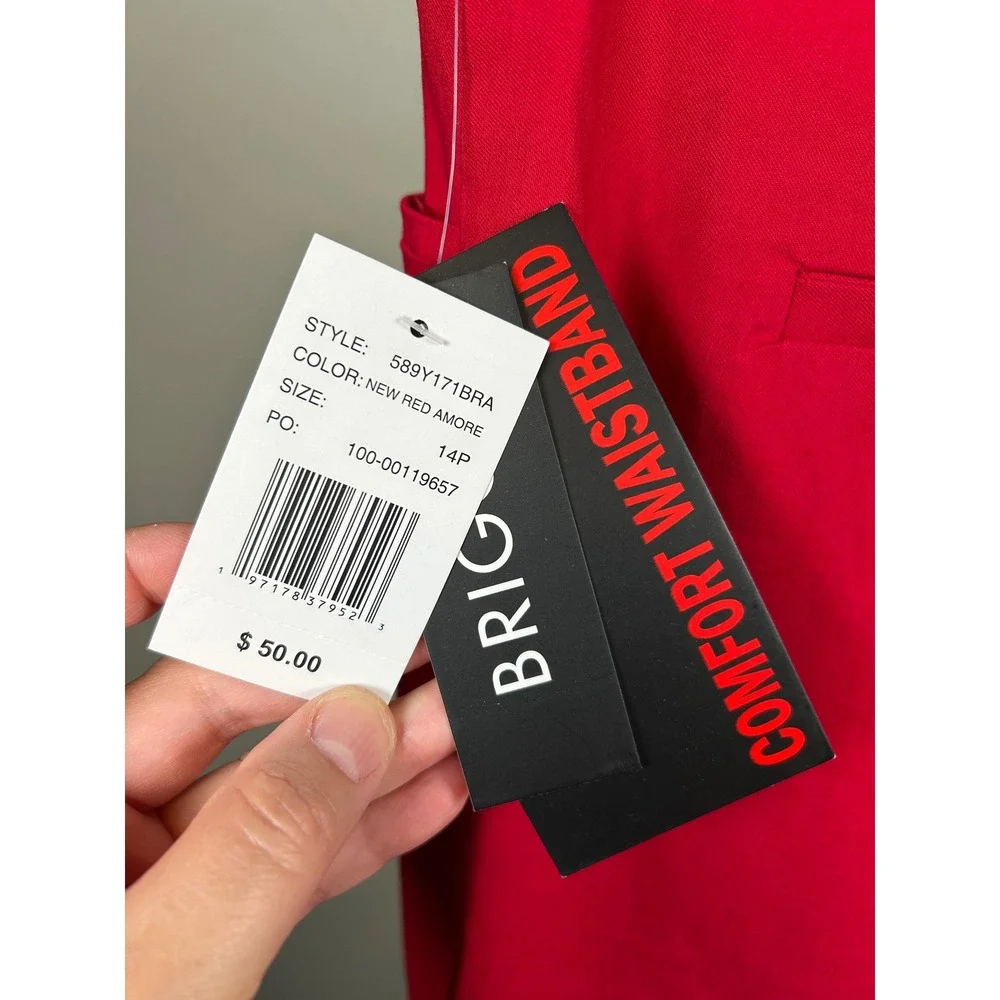 NEW Briggs Shorts Women 14P Red Amore Comfort Waistband Hidden Elastic Bermuda